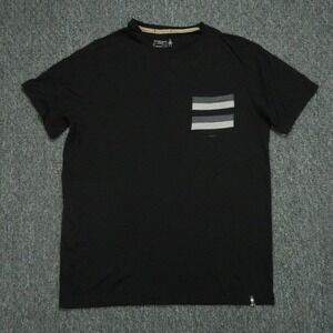 Smartwool Merino 150 Shirt Mens Medium Black Striped Pocket Tee SW015153 Wool